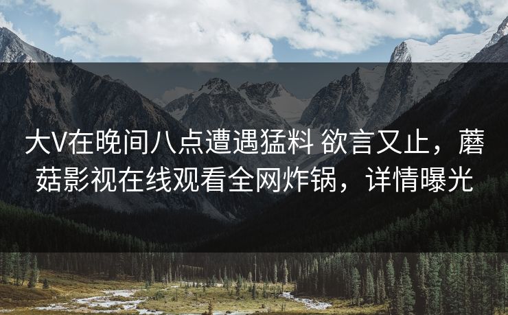 大V在晚间八点遭遇猛料 欲言又止，蘑菇影视在线观看全网炸锅，详情曝光